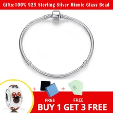 Подлинный Серебряный браслет на застежке 925 пробы, цепочка-змейка, базовые браслеты, подходят для Pandora, женские бусины, подвески, сделай сам, ювелирное изделие