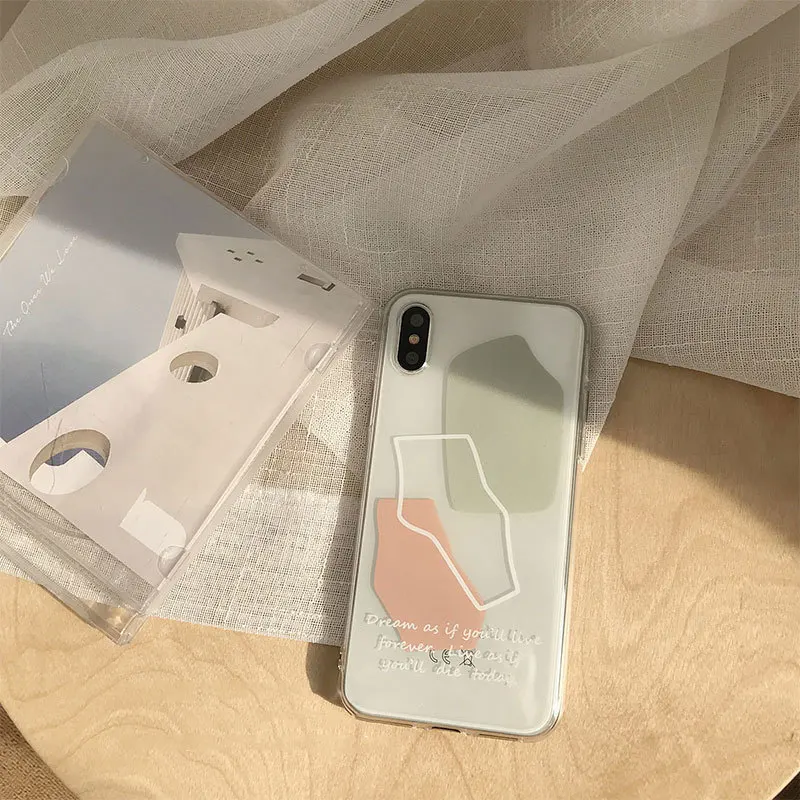 

Wind simple geometric phone case for iPhone11 X XS XR XSMax 8 7 6 6S PluS transparent all-inclusive soft drop protection cover