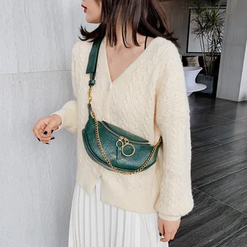 

Vintage Chain Leather Crossbody Bags For Women Small Shoulder Messenger Bag Lady Casual Waist Bag Travel Handbags and Purses
