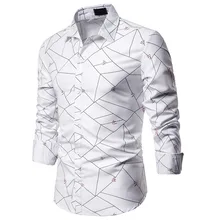 Белая рубашка с принтом летающей птицы для мужчин весна осень новая рубашка на пуговицах мужская рубашка с длинным рукавом деловая Повседневная рубашка Camisas