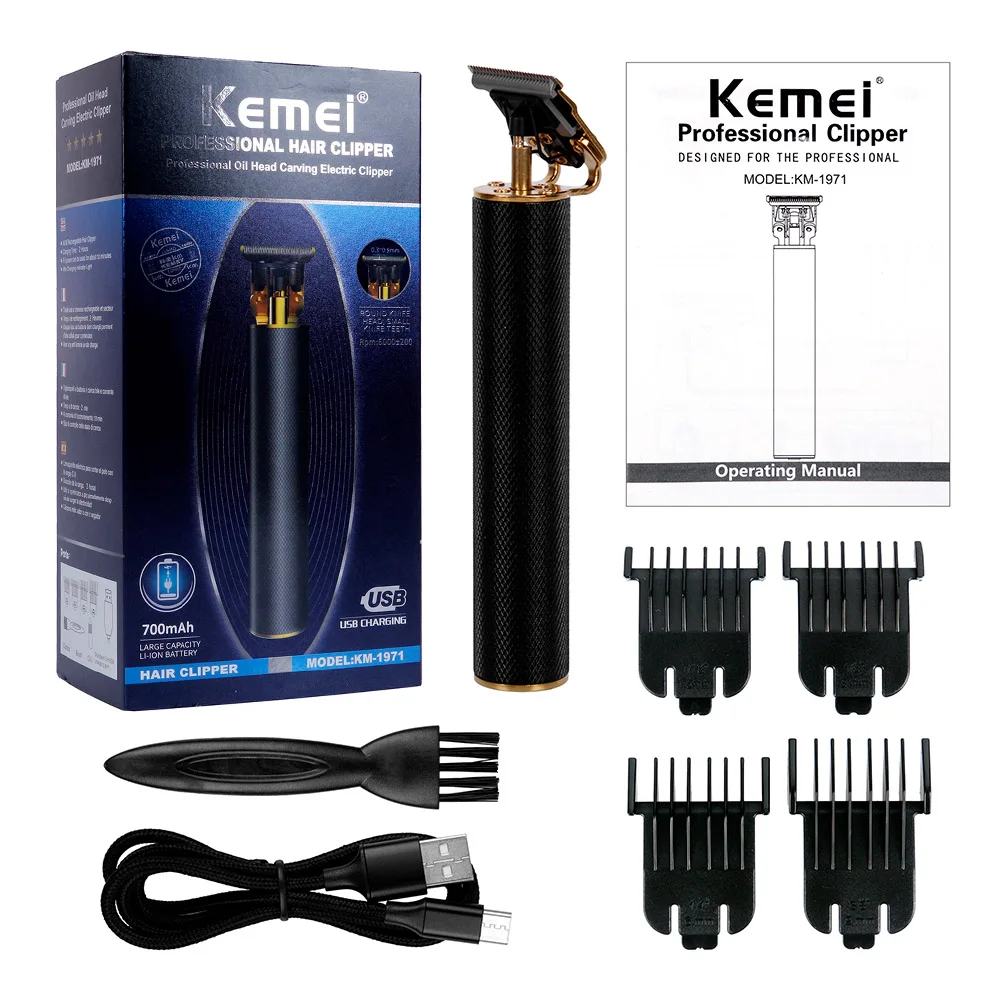 Машинка для стрижки волос Kemei 1971 Pro Li T-Outliner Беспроводная со скелетом 0 мм | Бытовая