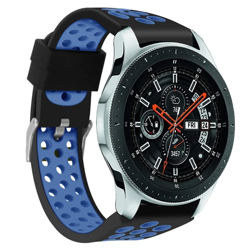 black blue YHNUJM 22 мм ремешок на запястье для samsung Galaxy Watch 46 мм SM-R800 Смарт-часы, двойной цвет дышащий ремешок для часов - Цвет: black blue