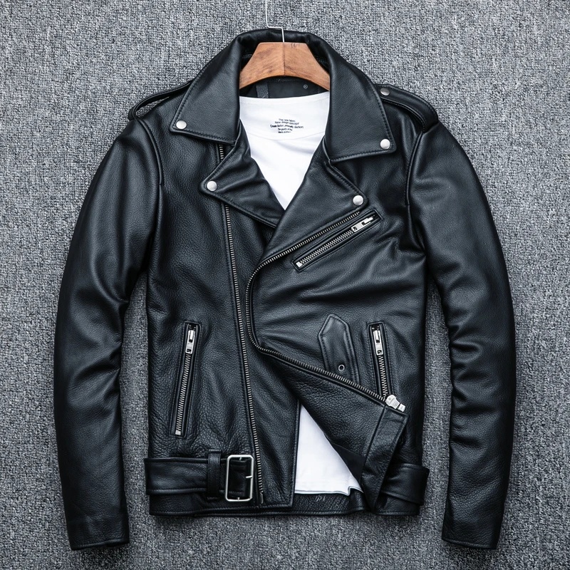 

Real Cow Leather Jacket Men Spring Autumn Motorcycle Jacket Plus Size Men's Genuine Leather Coat Deri Mont Erkek KJ1911