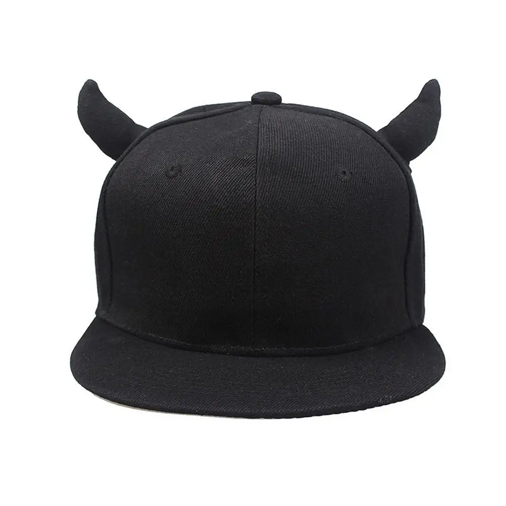 Модные шапки с изображением костей, кепки с рогами, Женская Бейсболка, черная хлопковая кепка в стиле хип-хоп, Кепка с изображением маленького дьявола,, Прямая поставка