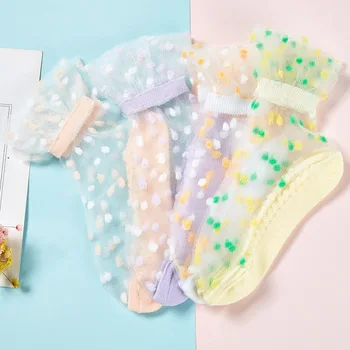 

Breathable Cotton Summer Girls Lovely Crystal Silk Socks Baby Kids Mesh Elastic Princess Anti-hook Lace Socks for Children 2-12Y