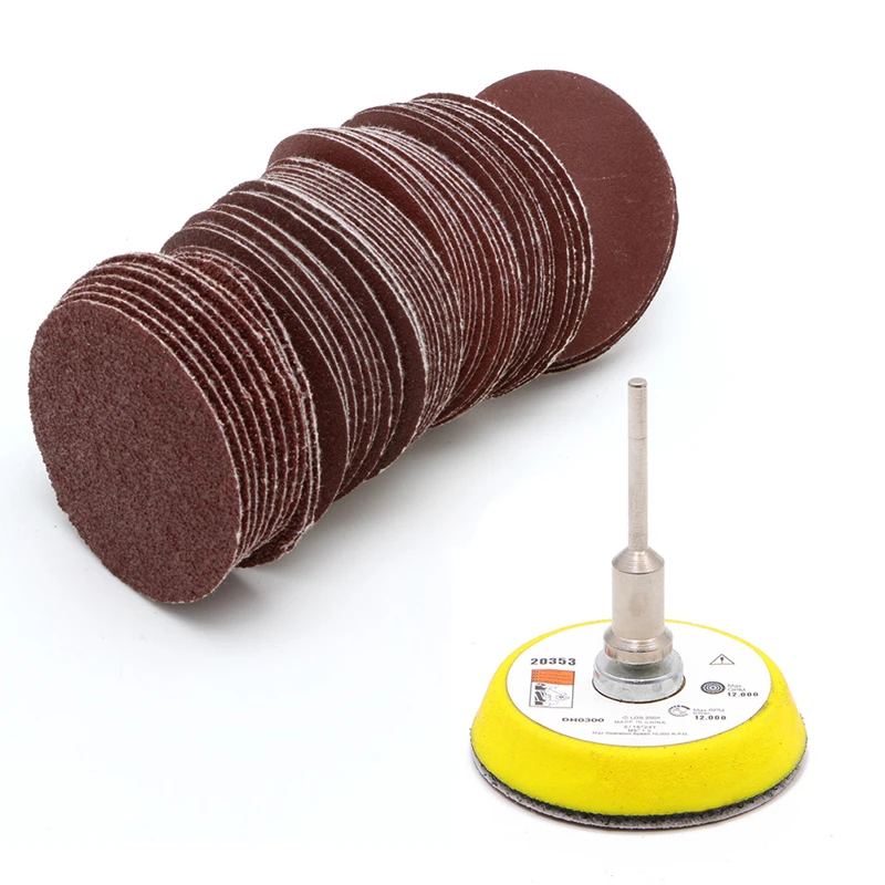 

60Pcs 2'' 50mm Sandpaper 60-320 Grits + M6 Self-adhesive Wool Polishing Disc New Drop Ship Support