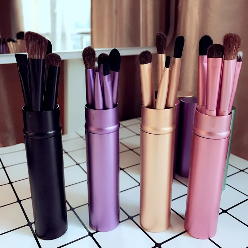 

Oubldior 5pcs Eye Makeup Brushes Tool For Eyeshadow Eyebrow Eyeliner Lip Brush Horse Hair Portable Travel Makeup Brush Set Tools