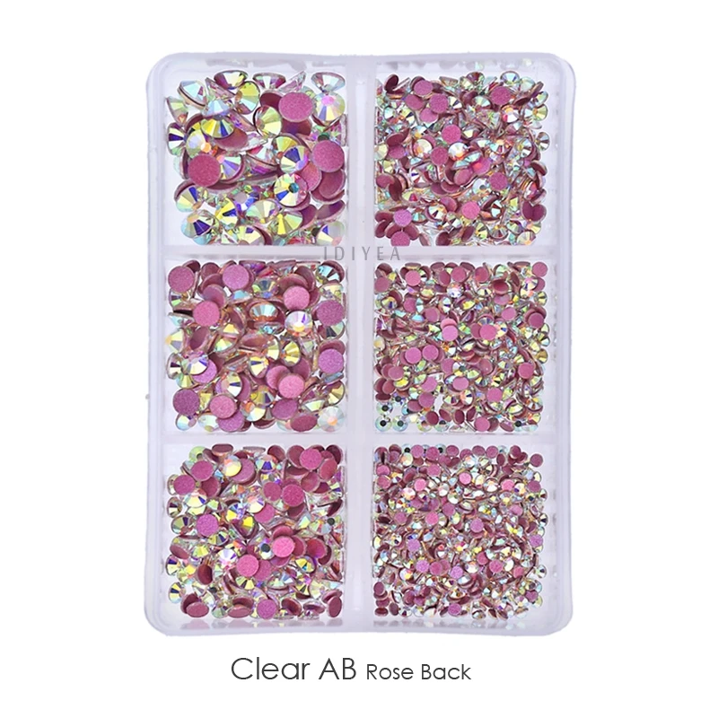 Unusual Crystal AB 1350pcs/Box Mix Sizes ss6-ss20 strass non hot fix rhinestone flat back stone glass glitters nail diamond set 