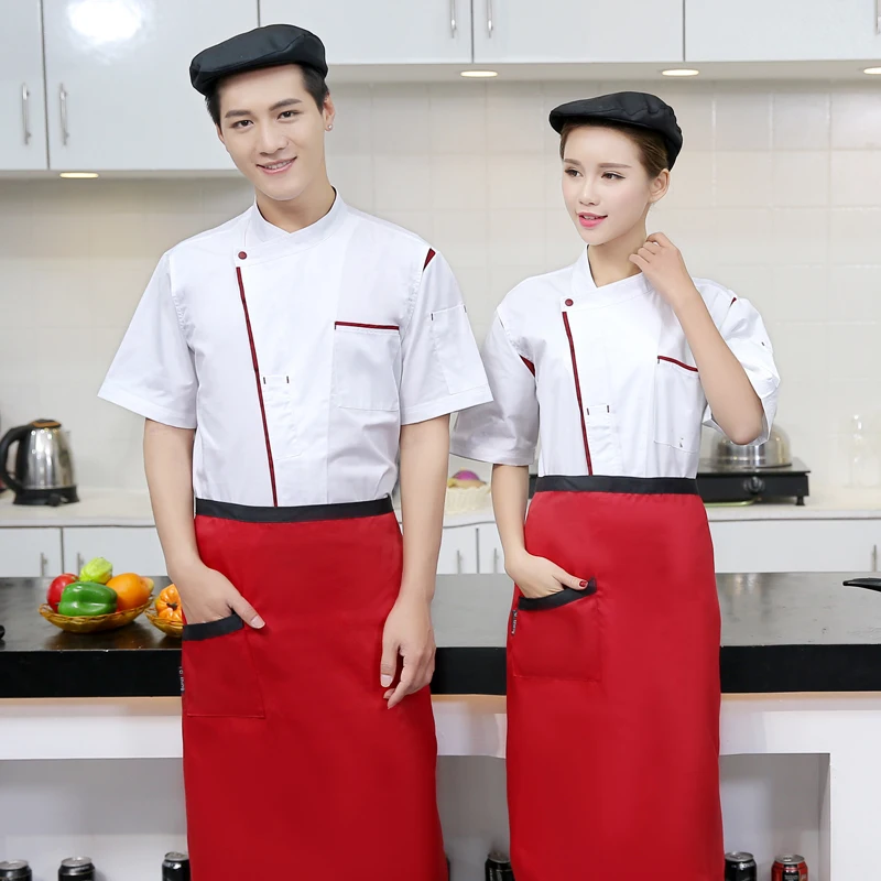 Унисекс униформа шеф повара для ресторана кухни рубашка с коротким рукавом