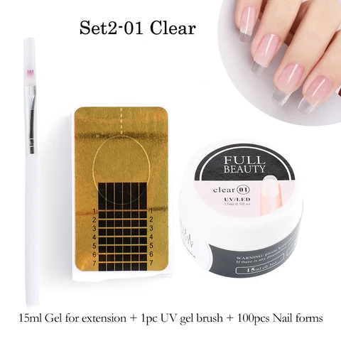 Gel For Extension UV Builder Nail Gel Clear Acrygel Base Varnish Quick Buidling Nail Art Brush Set For Manicure LY1800-1