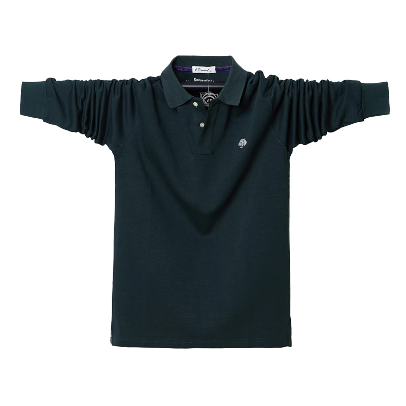 Длинная Мужская рубашка поло, 6XL, Camisa Polo Masculina, фирменная новинка, мужская рубашка свободного кроя с длинным рукавом, вельветовые рубашки поло, повседневные хлопковые поло Hombre - Цвет: No Fleece green
