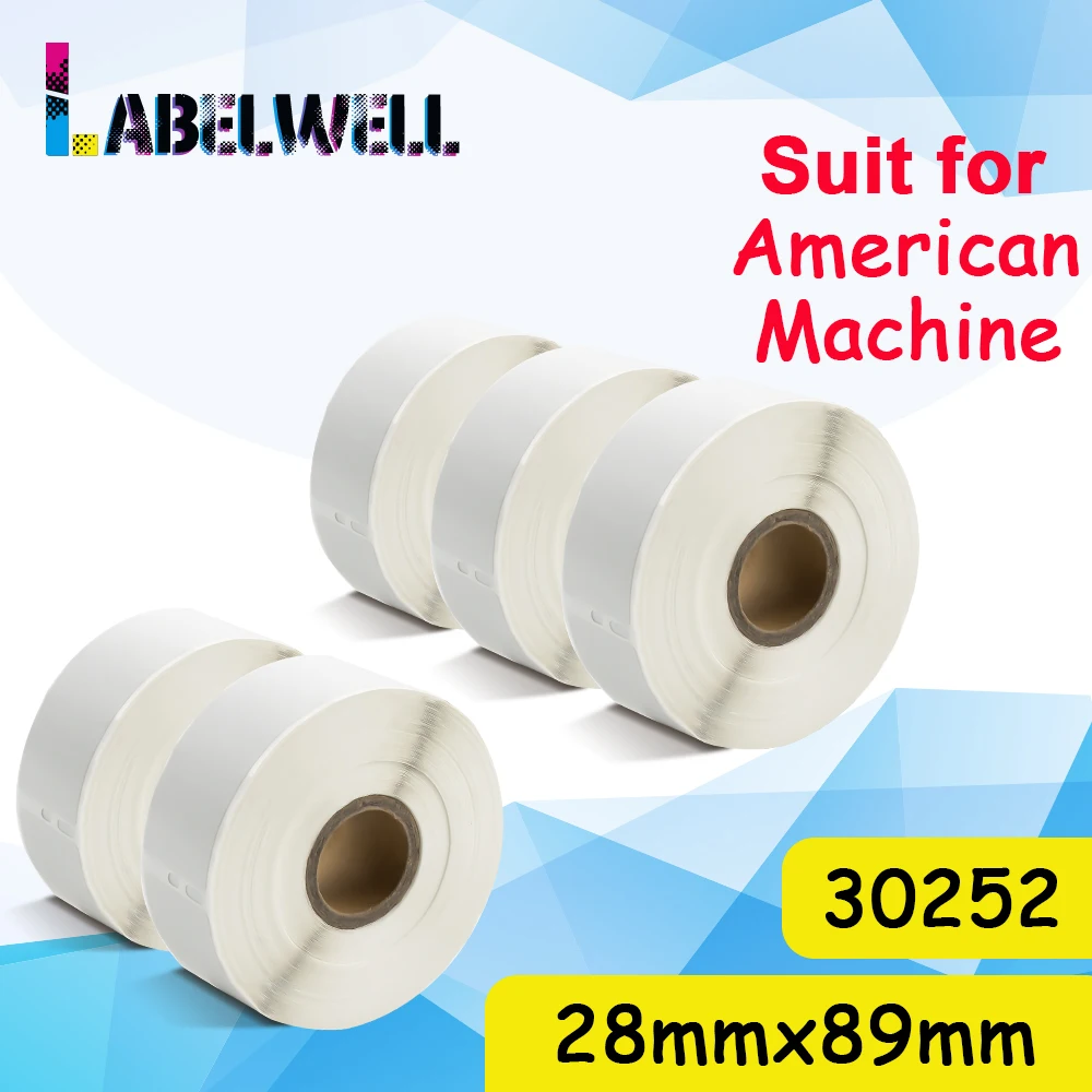 Labelwell 1750 шт/350 шт 28 мм * 89 термальная бумага 30252 этикетка 1 рулон/5 рулонов совместима