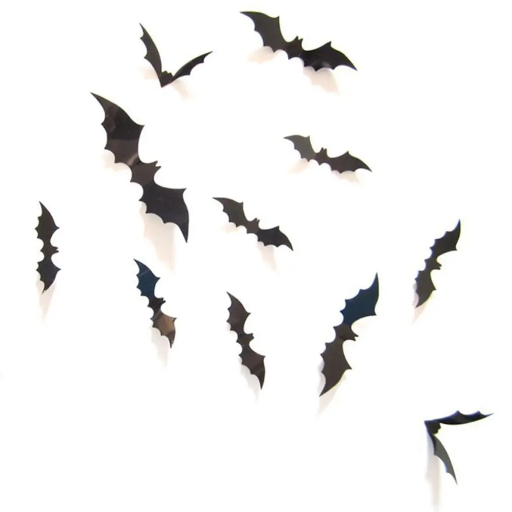 12 шт трехмерная летучая мышь наклейка на стене на Хэллоуин украшения