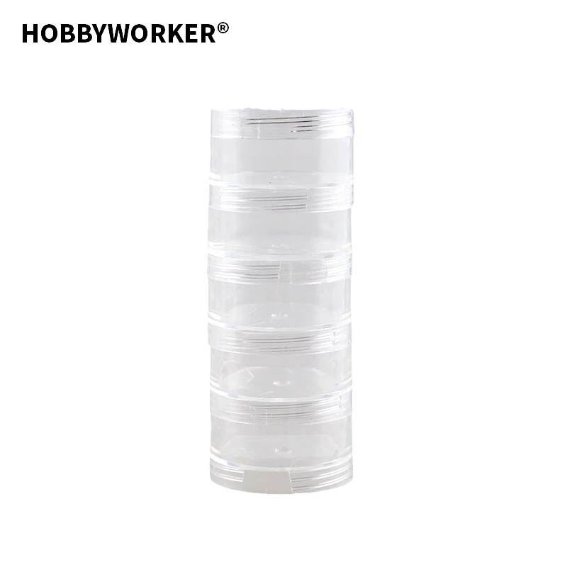 Hobbyworker Top Seller 16*12*12cm with Multi Layer Plastic Round Clear Box for Jewelry Storage Organizer L0051
