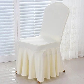 

Solid Color Stretch Chair Cover Wedding Sun Skirt Hotel Chair Cover Polyester Wedding Banquet Hotel One-Piece Chair Cover