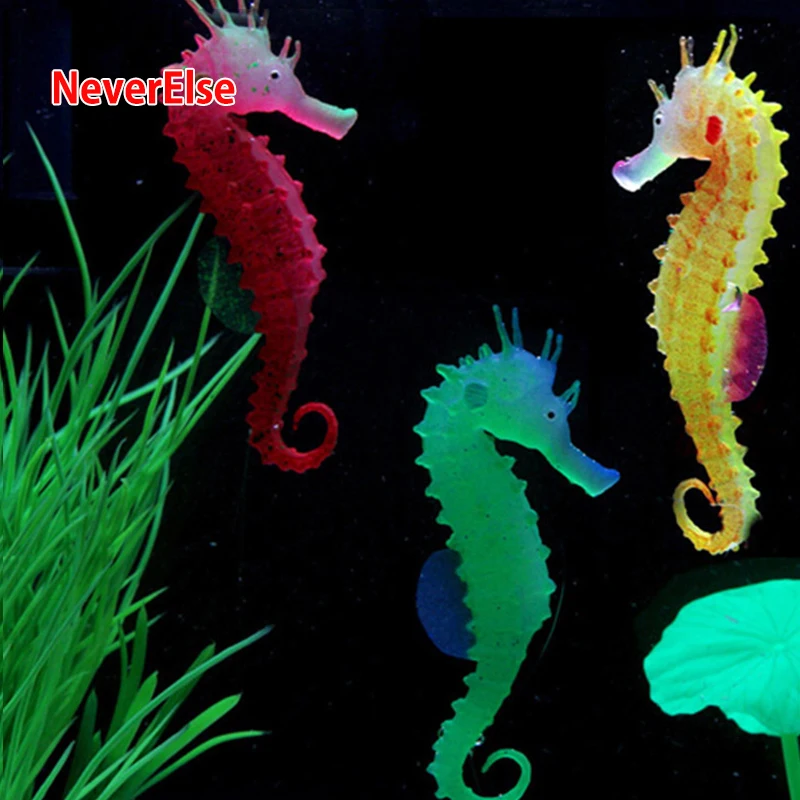 Aquarium Fish Tank Decorative Ornament Artificial Hippocampus Red/Green/Orange Fluorescent Floating Waterscape Underwater home | Дом и сад
