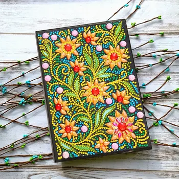 

Flower Diamond Painting Cover Notebook Journal for Journaling Writing Note Taking Diary and Planner,A5 DIY Diamond Painting 50 P