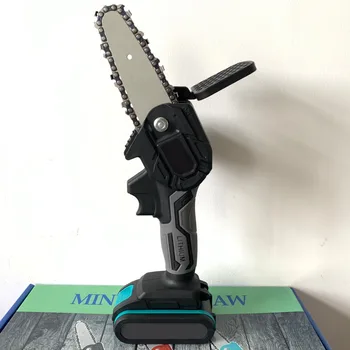 

4" Mini Cordless Electric Chainsaw Rechargeable Electric Pruning Saw With Battery Set Woodworking Garden Logging Tool EU Plug