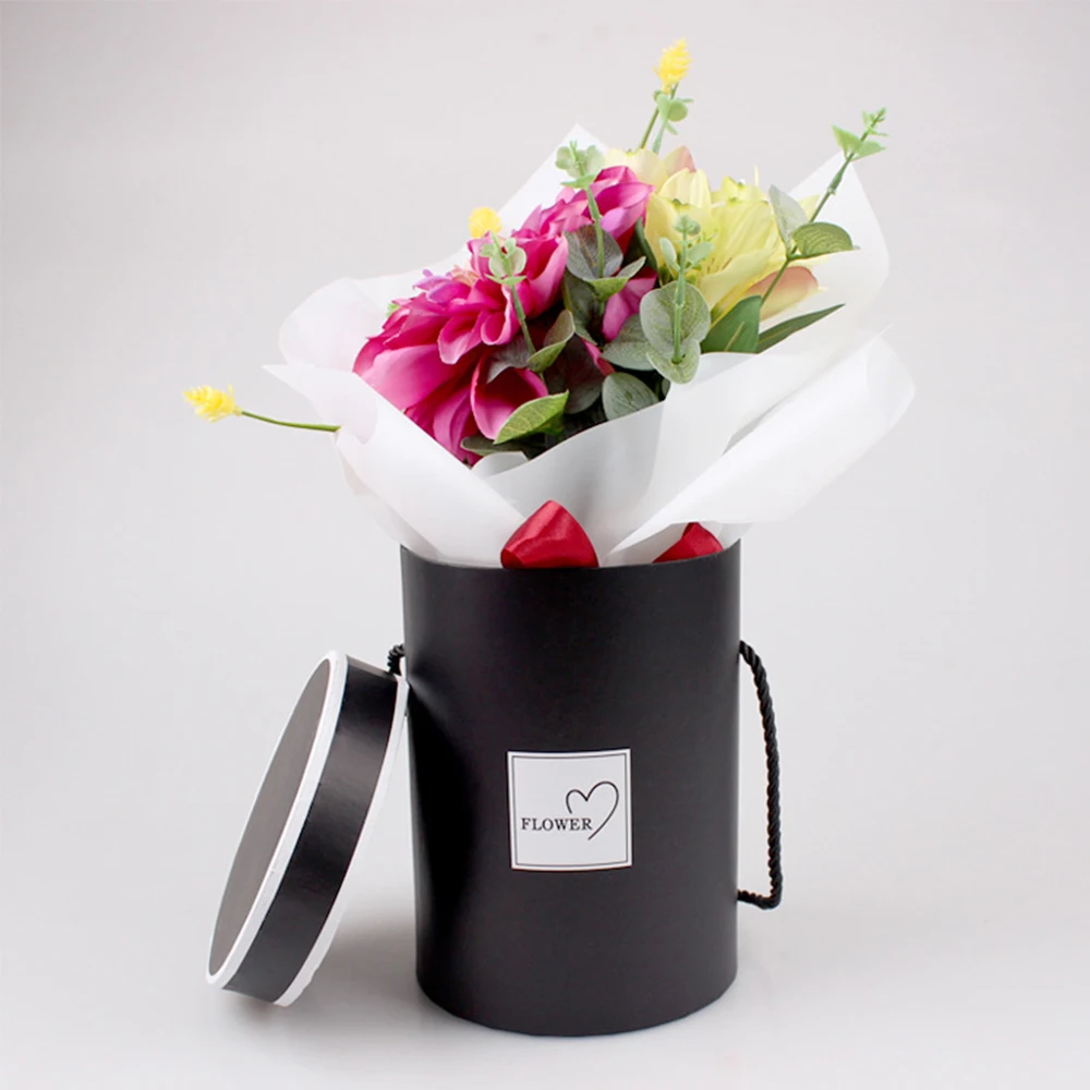 Дамская Подарочная коробка, ручной Букет цветов, подарочные коробки для хранения, мини бумажный упаковочный чехол, крышка, ведро, ваза, ведро с веревкой