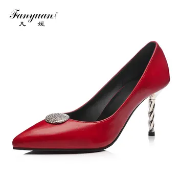 

Fanyuan new extreme high heels shoes slip on pointed toe shallow pointed toe party wedding shoes thin heel women pumps