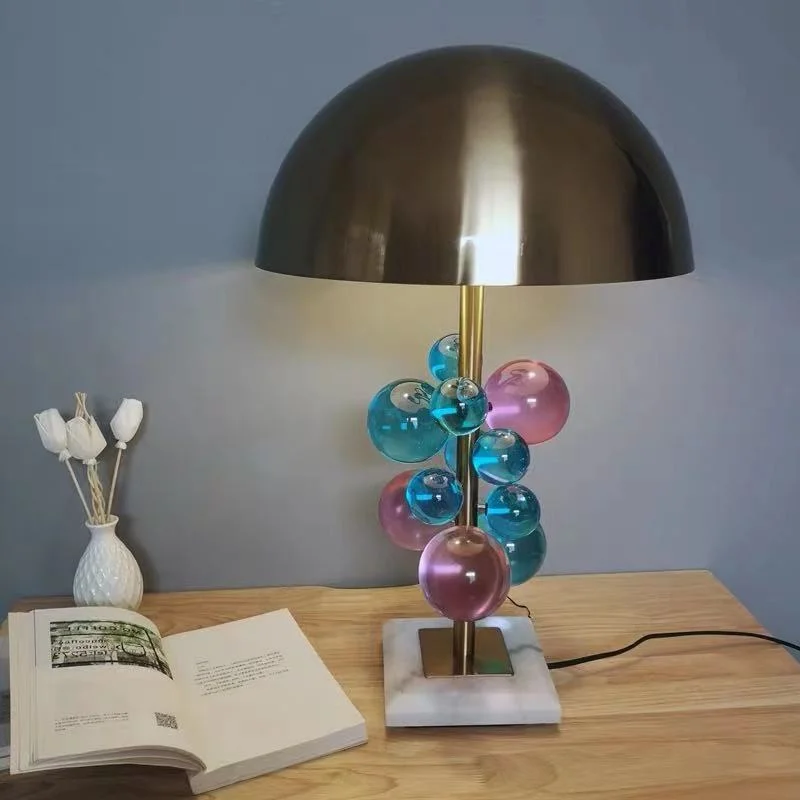 

post-Modern Crystal LED Table Lamp for Bedroom Bedside Luxury Crystal Table Lamp for Living Room Gold Metal Marble Light