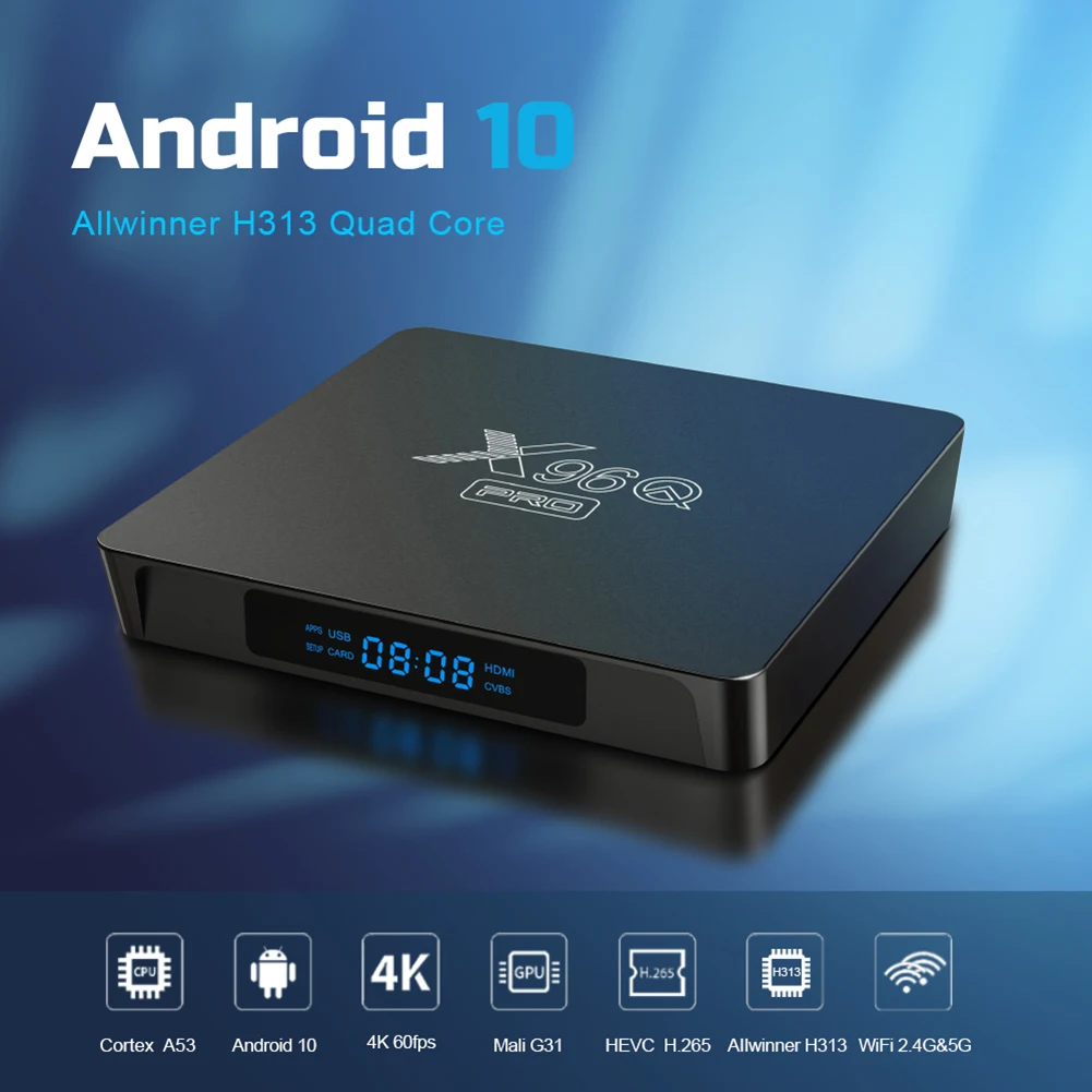 ТВ-приставка X96Q PRO 4K Android 10 0 1 Гб + 8 ГБ/2 ГБ 16 Wifi Allwinner H313 Смарт ТВ Медиаплеер