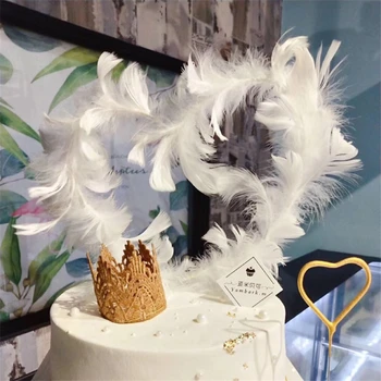

1Pc Feather Cake Toppers White Heart Birthday Party Decoration Cake Topper For Wedding Festival Party Supplies ASD106