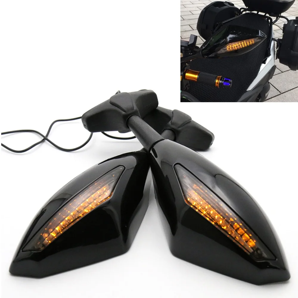 

Motorcycle Rear view Side Mirror LED Turn Signals Sport Bike Motorbike Rearview Mirrors for HONDA SUZUKI KAWASAKI YAMAHA Triumph