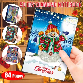 

64 Pages Diamond Painting Notebook 5D DIY Snowman Special Shaped Diamond Embroidery Cross Stitch A5 Notebook Diary Book