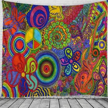 

Flower painting tapestry Indian Mandala Witchcraft Hippie Tapestry Boho decor Macrame Wall Hanging Tapestry