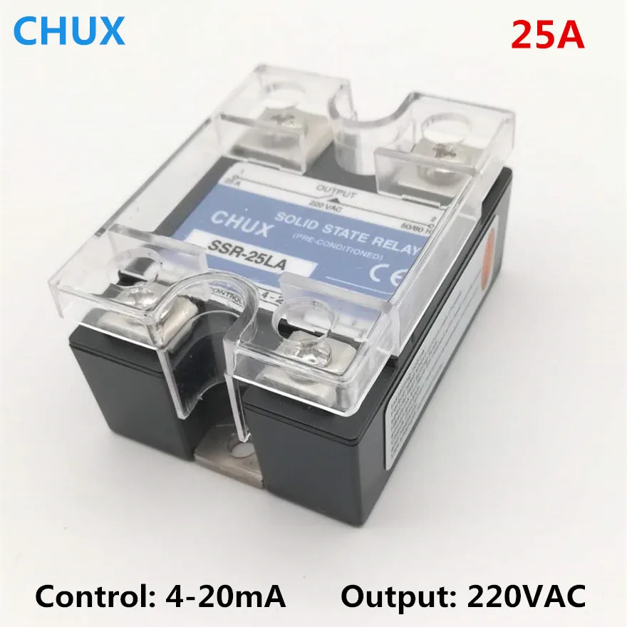 

CHUX Voltage Regulator Type Solid State Relay SSR-25LA SSR-10LA 4-20mA 10A 25a Single 1phase 220VAC SSR Relays