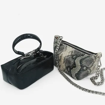 

2020 New Style Snakeskin Messenger Bag for Women Simple Cool Dumpling Bag Fashion PU Leather Handbag