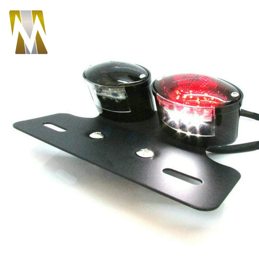 Cafe LED Plate Holder Motorcycle Tail Brake Light – License Relocator, Custom Racer Style - View #3