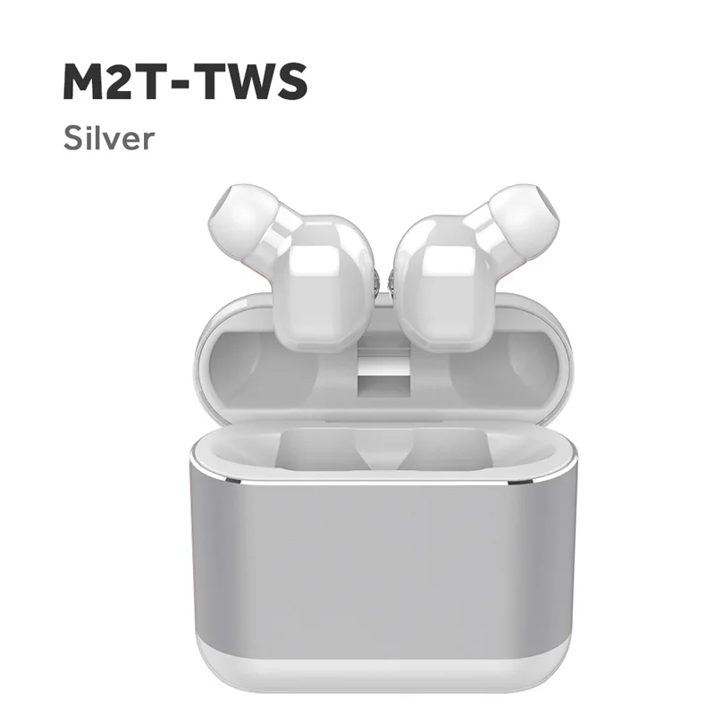 White TWS M2T Mini Bluetooth 5,0 наушники 3D стерео спортивные настоящие Беспроводные наушники с 350 мАч зарядная коробка гарнитура - Цвет: White
