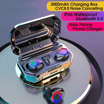 

5.0 Bluetooth Earphone TWS Wireless Headphones 9D Stereo Sports Waterproof Earbuds Headsets with Charging Box Microphone