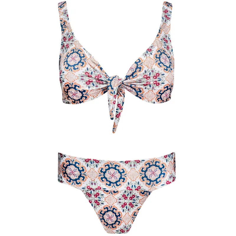 2021 New Bikini European and American Swimsuit Ladies Split Print Thong Jersey Women Factory Girl | Женская одежда