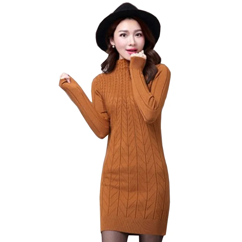 

Women Winter Sweater Thick Plus velvet Warm Sweater Dress 2020 New Women's Knitting Pullovers Knitted Basic Sweater Female OK297