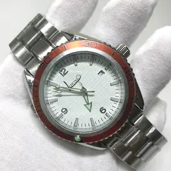 Роскошные часы с белым циферблатом с автоматическим самообмоткой, гладкие морские часы master из нержавеющей стали, качественные спортивные