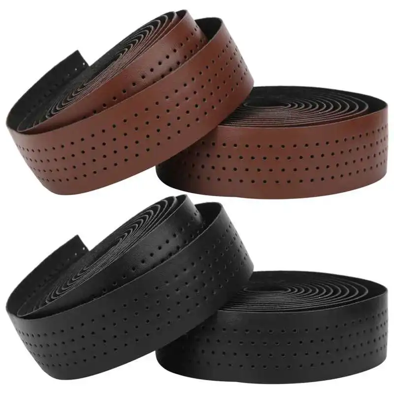 Bike Handlebar Tape,Bicycle Handlebar Strap,2Pcs Bicycle Handlebar Tape,PU Leather+EVA,Cycling Handlebar Belt,Road Bike Anti-Slip Bar Tape Strap,with 2 Plug