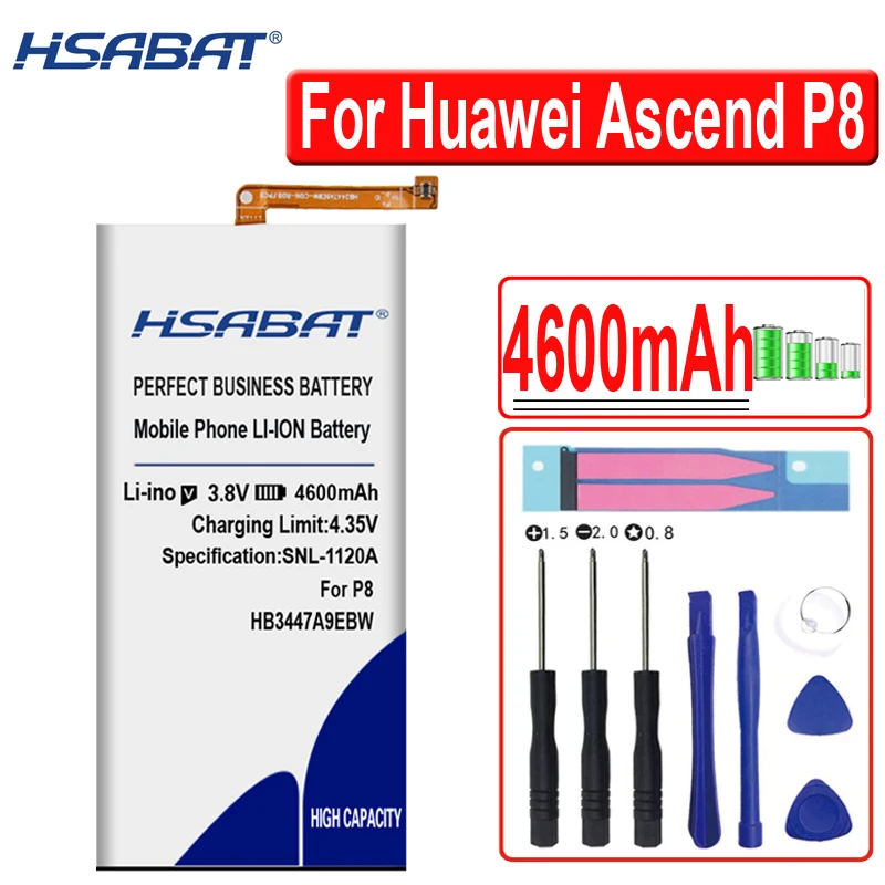 HSABAT 100% новый 4600mAh HB3447A9EBW Аккумулятор для Huawei Ascend P8 | Мобильные телефоны и