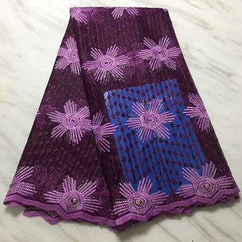 

Latest Wine Purple African Laces Fabrics Embroidered African tulle French Lace Fabric With stones 2019 African French Net Lace