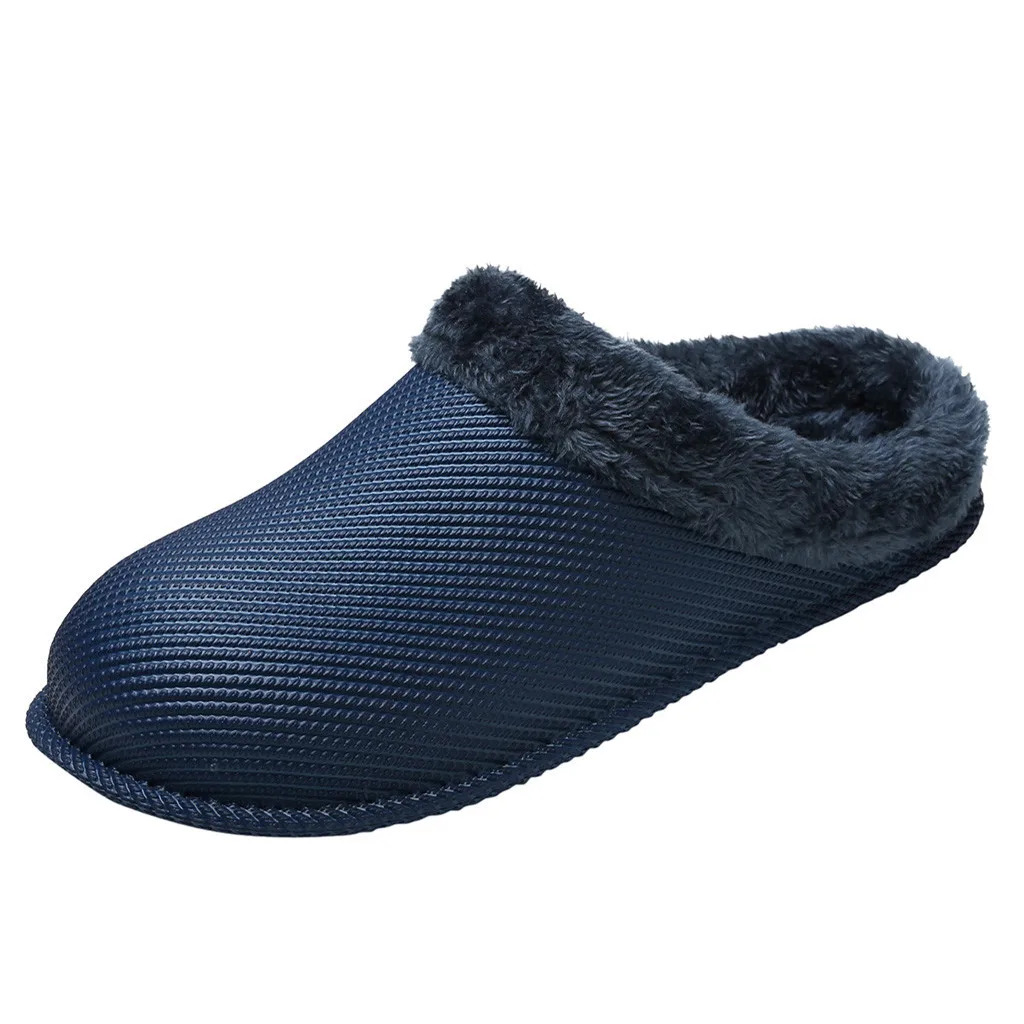 Men's Large Size Casual Home Slippers Plus Velvet Warm Shoes Comfortable Cotton Home Slippers Men Indoor Pantoufle Femme