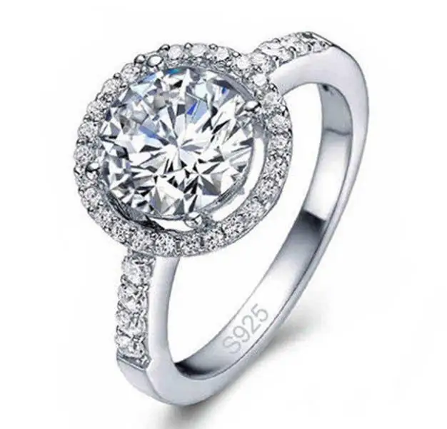 

large round Cubic Zirconia ring AAA zircon silver plated women rings ladies ring 2019 new girl statement ring party gift