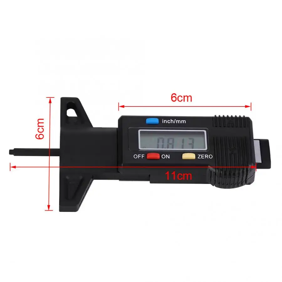 Шина Давление монитор системы автомобиля ЖК-дисплей цифровой шины измеритель Глубина рисунка протектора тестер Измеритель метрических/0-25,4 мм черная шина