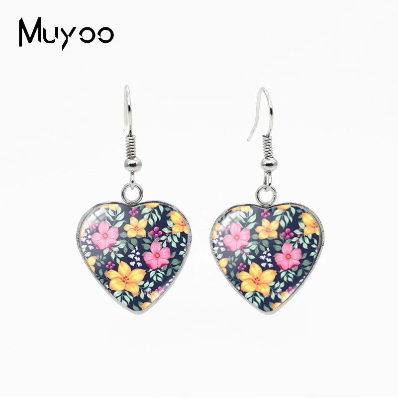 2021 New Wild Colorful Floral Tropical Monstera Plumeria Flowers Art Patterns Handcraft Heart Ciondola Gli Orecchini