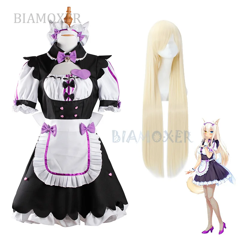 Women Maid Lolita Dresses Nekopara Coconut Wigs Cosplay Costume Heat Resistant Synthetic Hair Party Role Play Wig | Тематическая