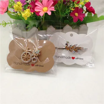 

100Pcs Cloud Shape Hairpin Cards Kraft Paper Handmade Cardboard Hairpin Jewelry Packaging Display Holder Cards Choose With Bags