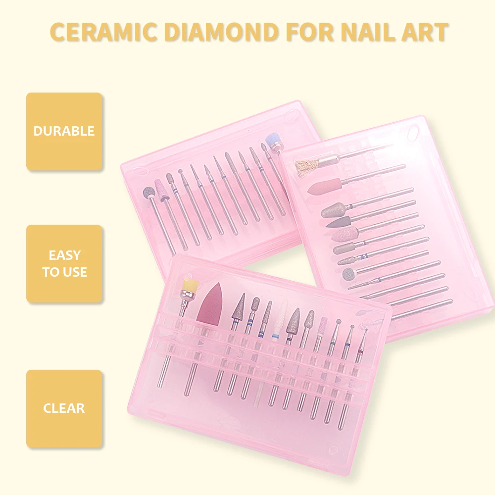 

12pcs Diamond Nail Drill Bit Set Rotery Milling Cutters Bits for Electric Pedicure Manicure Machine Nail Burr Tools Accessories