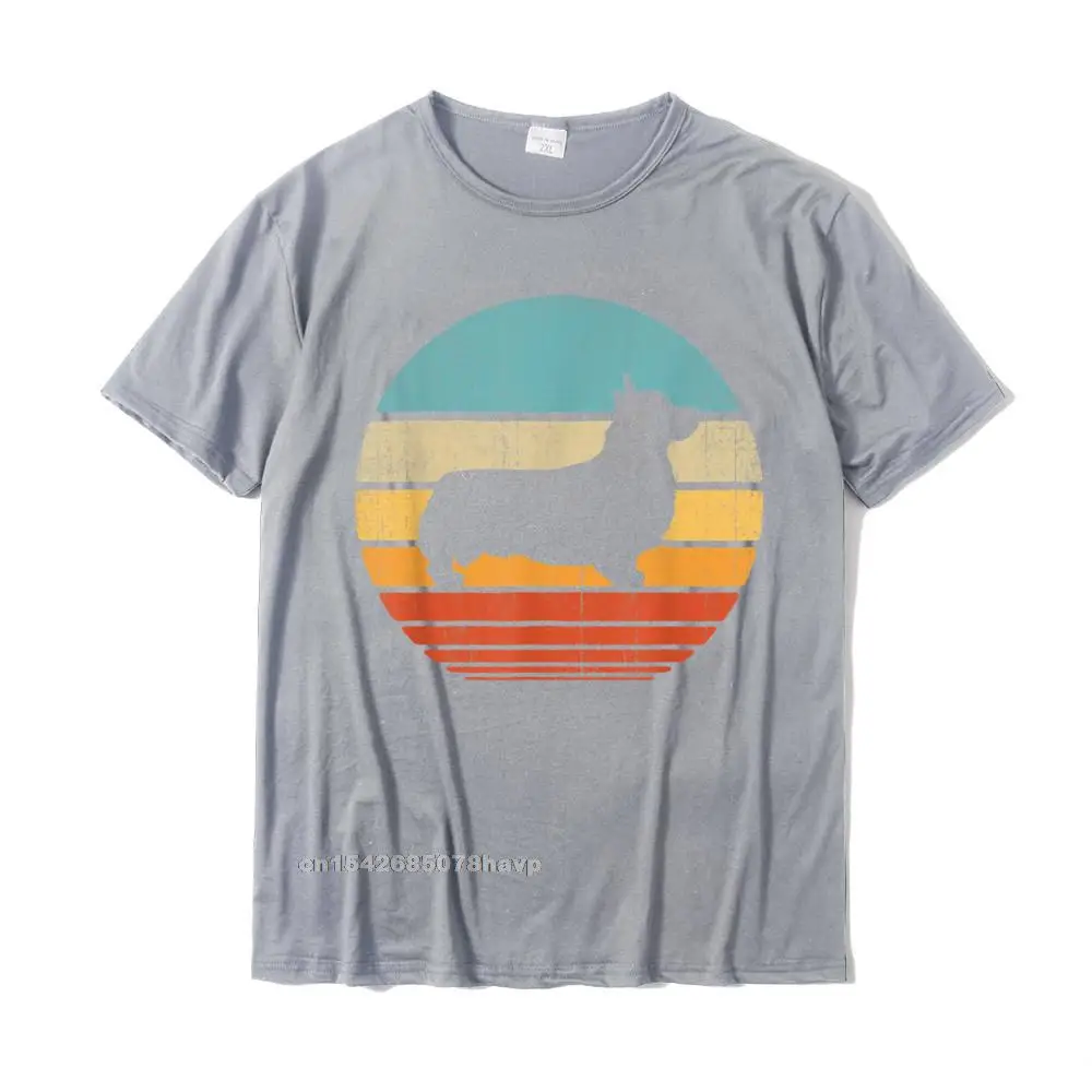 Casual T-Shirt Slim Fit Round Neck Leisure 100% Cotton Men Tops Tees Casual Short Sleeve T-Shirt Top Quality Corgi Vintage Silhouette 60s 70s Retro Gifts Dog Lover Men T-Shirt__2224. grey