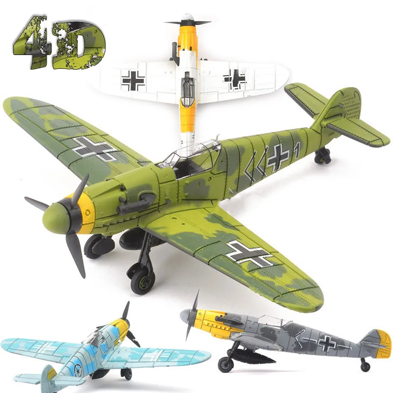 ##BUY 22cm 4D Diy Toys Fighter Assemble Blocks Building Model Airplane Military Model Arms WW2 Germany BF109 UK Hurricane Fighter
